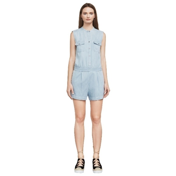 💕BCBGMAXAZRIA💕 Laden Chambray Denim Jean Romper - Picture 3 of 8